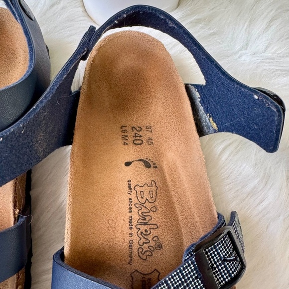 Birki's By Birkenstock Criss Cross Navy Blue Leather Buckle Strap Sandals Size 6 - Picture 5 of 13